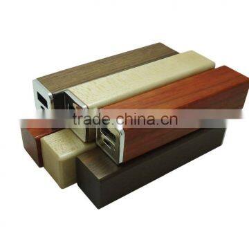 Wooden best portable power bank 2600mah high capacity mobile power bank charger