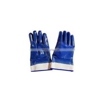 SUPER -Blue/yellow Nitrile safety cuff Closed Back Glove
