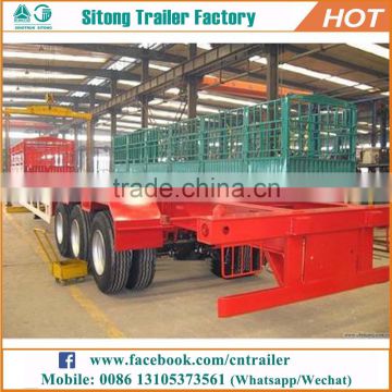 Hot sale tri-axle skeletal chassis semi trailer 20ft 40ft container moving trailer