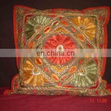 Sequins Patches Cushion Cover,Khambria Cushion Cover, Chikan work Cushion Cover