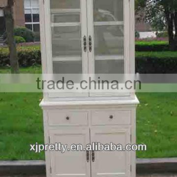 antique white wooden bookcase/filling cabinet set 2 drawer 4 door