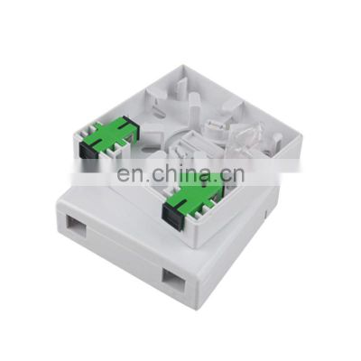 Wall Mounted Indoor Fiber Optic Outlet Box 2 Port 86 Type Fiber Optic Faceplate