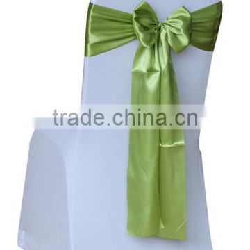 cheap spandex chair cover with sage self-tie chair sash