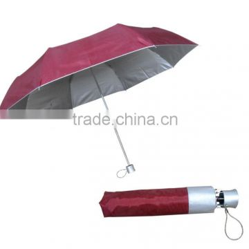 sliver coated polyester 3 fold umbrella