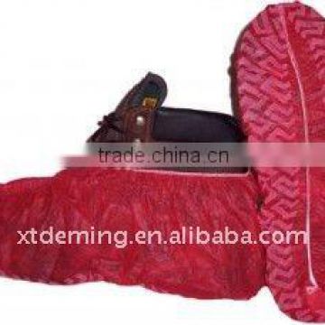 Red Disposable Nonwoven Printed Shoe Covers