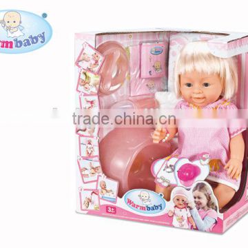 16 Inch diaper baby doll can drink water and pee and tear