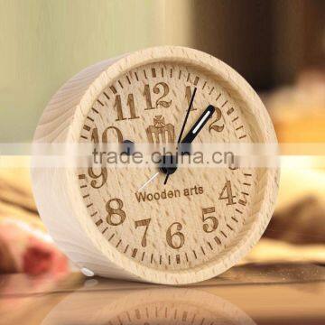 Luminous wooden alarm clock, luxurious real wood clock