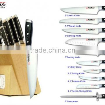 11Pcs MICARTA Handle Kitchen Knife Set with block Kitchen utensil sets