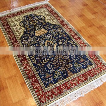 3x5ft blue color area rug muslim prayer rug handmade silk