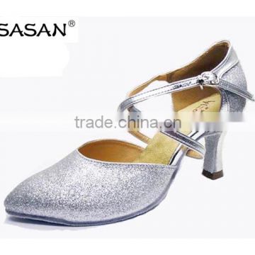 Silver Sparkle Woman Dance Shoes Bling Tango Dance Shoes Cross Heel Strap 7758