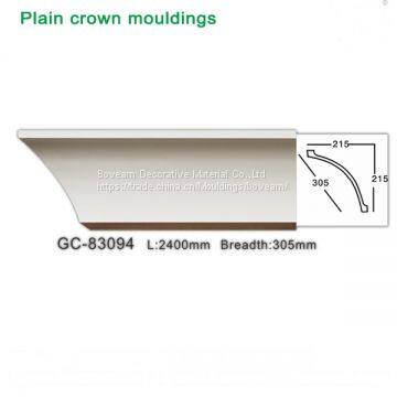 Interior Wall ceiling Decorative PU plain Crown Cornice 2400mm