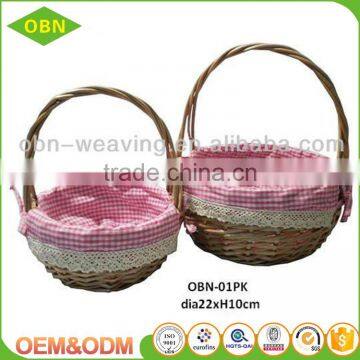 Hand woven set 3 fancy small empty wicker basket for gift