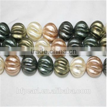 Wholesale Price of 16mm Multicolor Pumpkin Shape Shell Pearls Loose Strands Jewelry
