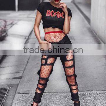 Runwaylover 54 New Style 2017 Ladies red mesh sexy leggings