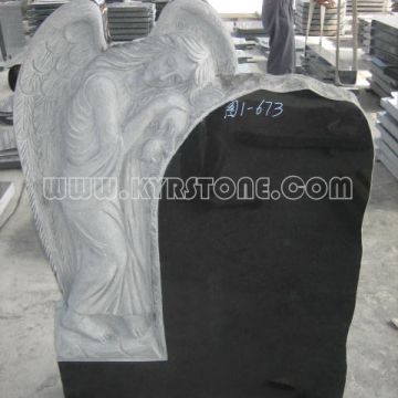 KYRSTONE European American Styles Shanxi Black tombstones Absolute Black Granite Angel Sculputures