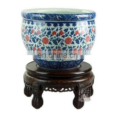 Good quality jingdezhen blue and white porcelain flower pot plant painting designs