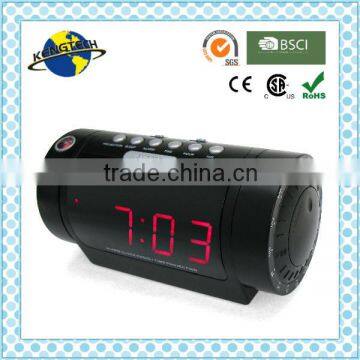 Round Shape Big LED Display Projector Radio Alarm Clock Radio