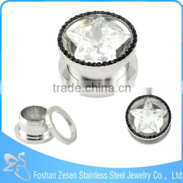 Wholesale Stainless Steel Star Zircon Threaded Screw Body Piercing Jewelry