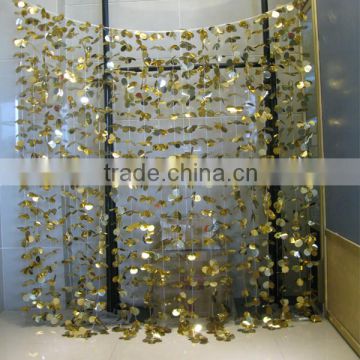shiny metallic foil flower curtain