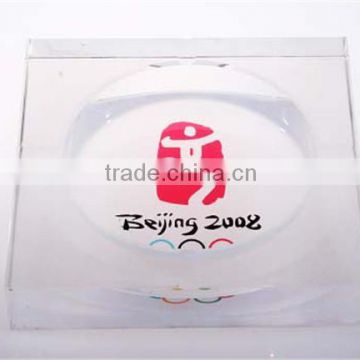 Fancy crystal glass decoration engraved crystal glass ashtray