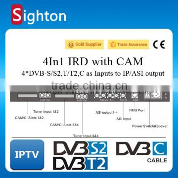 digital tv broadcasting equipment 4 tuner dvb-c/t/t2/s/s2 decoder with cccam