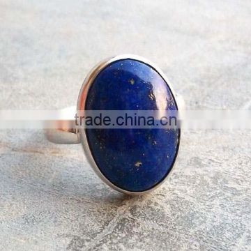 Sterling Silver Lapis Lazuli oval cabochon Gemstone Ring
