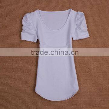 Popular plain white t-shirts with puff sleeve