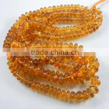 Natural Citrine Quarts Plain Smooth rondelle beads stunning quality Strand