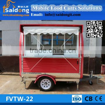 China New Design Moving Towable Snack Fast Food Carts