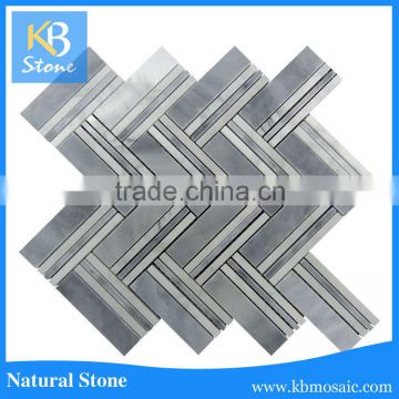 Mixed grey herringbone white marble mosaic tile