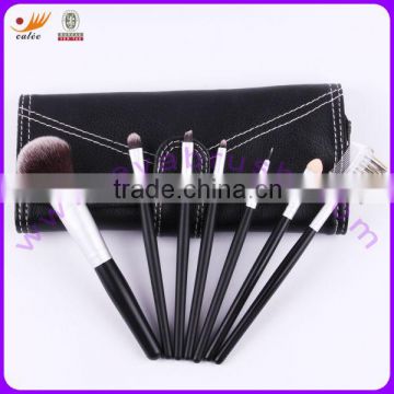 Real and Synthetic Hair Mett Black Wood Handle Mini/Gift Cosmetic Brush Set