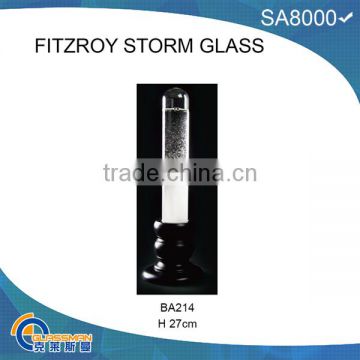 BA214 FITZROY STORM GLASS WITH BLACK WOOD BASE