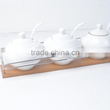 high quality wholesale ceramic sugar container /ceramic cookware wholesale/3pcs set ceramic season pot roast whole sale