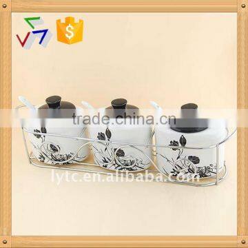 3pcs ceramic canister with spoon