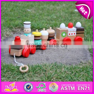 2016 Newest kids wooden pull and push toy,Imitate wooden Toys pull along bird & egg,Hot sale wooden pull toy cart W05B005