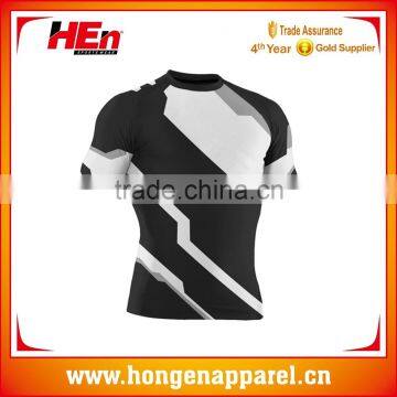 Hongen apparel Competitive Price Private Label custom sublimated rash guard running compression shirts