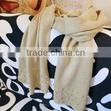 fashion design ladies knitted crystal beaded scarf