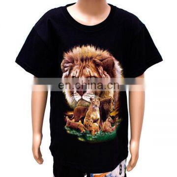 Zhejiang Yiwu Printing Factory 100% cotton Animal printing 3d t-shirt lion t-shirt for kid