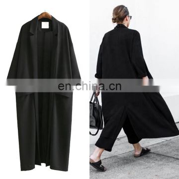 TWOTWINSTYLE Trench Coat Summer Loose Women Coats Three Quarter Sleeve Plus Size Black Sunscreen