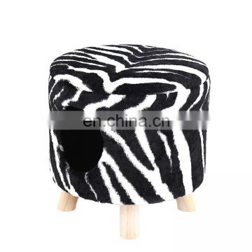 Customized wooden frame chair covered dressing cute pet animal decoration room low stool padded bedroom wooden foot stool