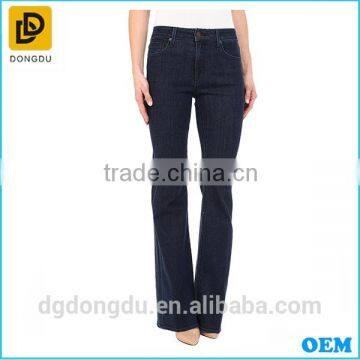 OEM service classical 100% cotton denim jeans trousers lady bell-bottoms pants