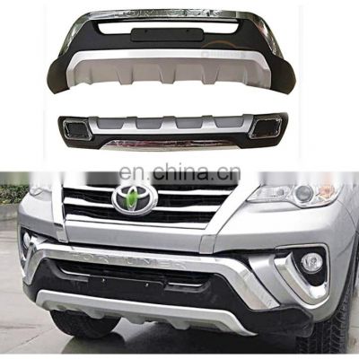 For Toyota Fortuner 2017 2018 Front+Rear Bumper Diffuser Guard skid plate High Quality ABS Car Modification Accessories