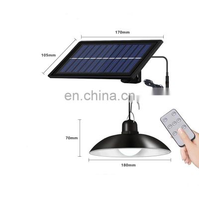 outdoor ip65 waterproof solar pendant light 3.7V lithium battery chandelier LED bright bulb lamp with remote control