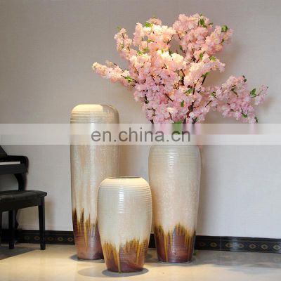Mediterranean European Style White Luxurious Ceramic Floor Large Vase For Decor