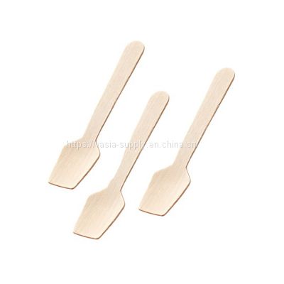 Factory Price Disposable Low MOQ customized 9.5cm wooden ice cream spoons