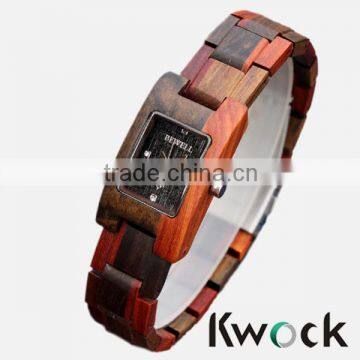 Hot Selling Lady bangle Brown Red Wood Watch With Japanese Miyota movement For Italy