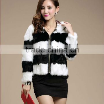 QD28123 Fur Short Coat Rabbit Fur Jacket With Hood New Collection 2013