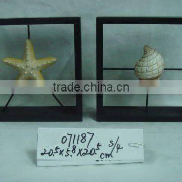 Polyresin sea shell with frame decoration