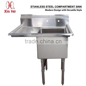 NSF Catering Freestanding Stainless Steel Commercial 1 One Compartment Sink with Drainboard