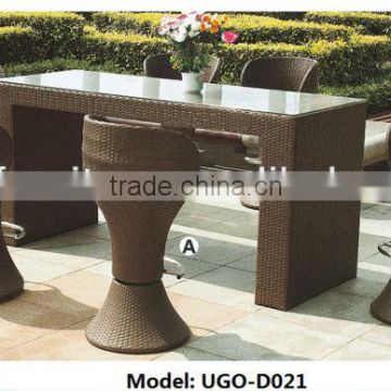Best Outdoor Furniture Style with Long Bench Rattan Table and Top Chairs from UGO Vendor